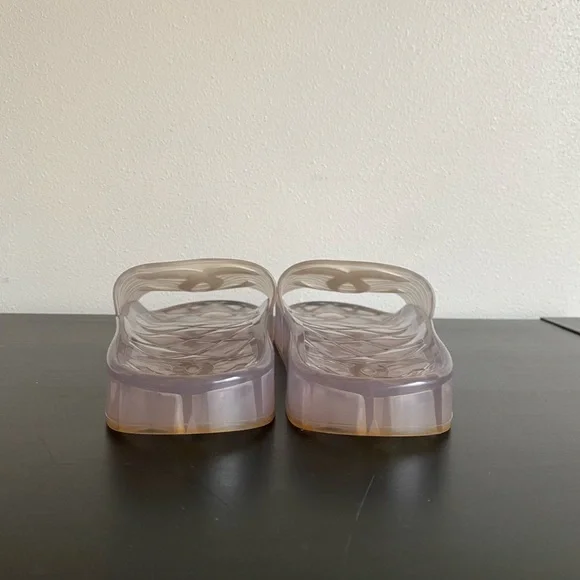 EUC Chanel CC Clear PVC Plastic Pool Sides size 37 w/dustbag fits 6/6.5 - Picture 4 of 12